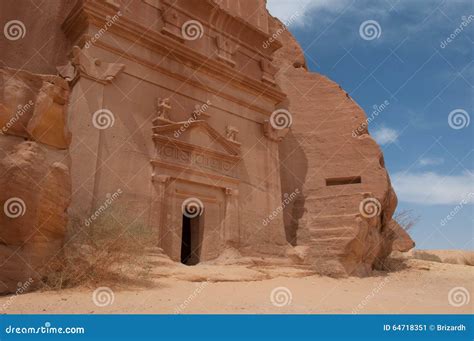 Nabatean Tomb In Madain Saleh Archeological Site Saudi Arabia Stock