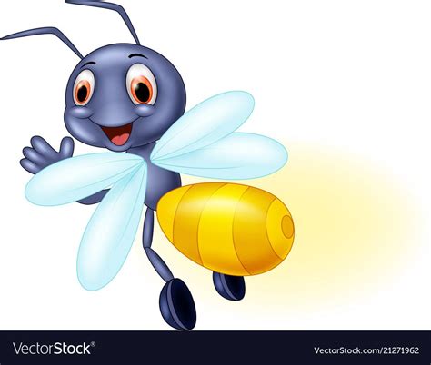 Cute Firefly Cartoon Cartoon Waving Royalty Free Vector Cute Bee