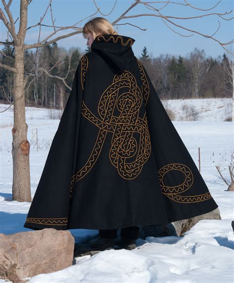 Embroidered Lined Wool Cloak