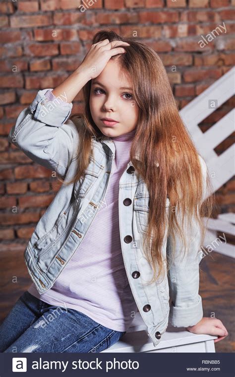 Portrait Little Fashion Kidstylish Hipster Girl Child