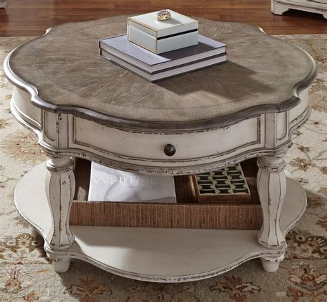 Tv console antique mirror door back. Liberty Furniture Magnolia Manor Round Cocktail Table with ...