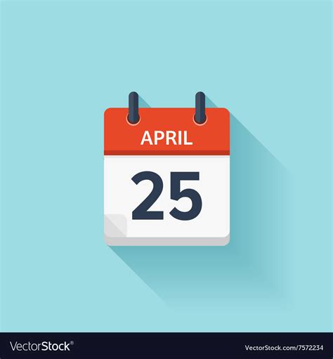 April 25 Flat Daily Calendar Icon Date Royalty Free Vector