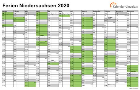 Ferien Niedersachsen 2020 Ferienkalender Zum Ausdrucken