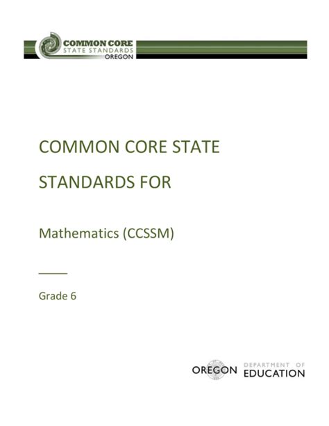 Common Core State Standards For Mathematics Ccssm