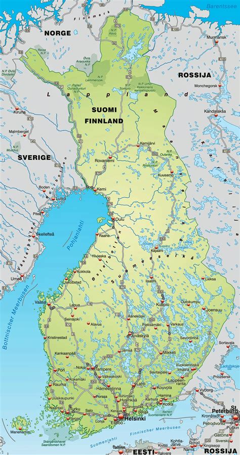 Finland Physical Map