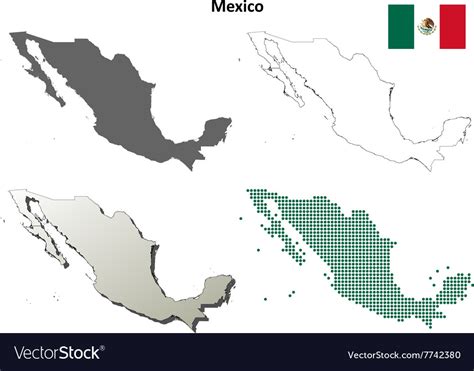 Mexico Outline Map Set Royalty Free Vector Image