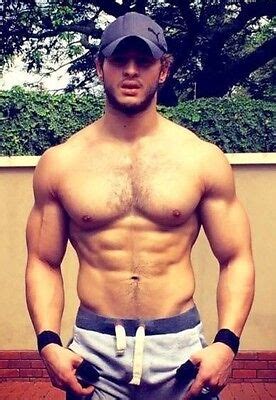 Shirtless Male Muscular Jock Hairy Chest Ab Beard Athletic Muscle Photo X C Ebay