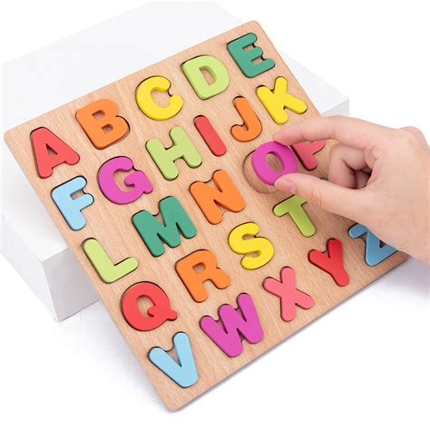 20cm Baby Toys Wooden Puzzle Alphabet Number Shape Matching 3d Puzzle
