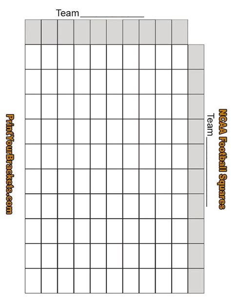 Printable Football Pool Sheets 100 Squares