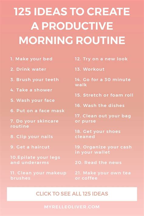 125 ideas to create a productive morning routine here are tips and ideas on what to do before