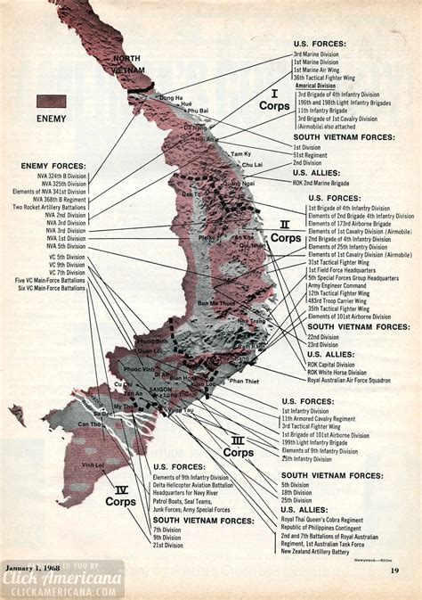 Vietnam War Map Corps To Corps 1968 Click Americana