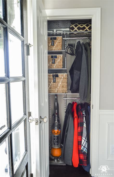 Organized Foyer Coat Closet Before And After Makeover Kelley Nan