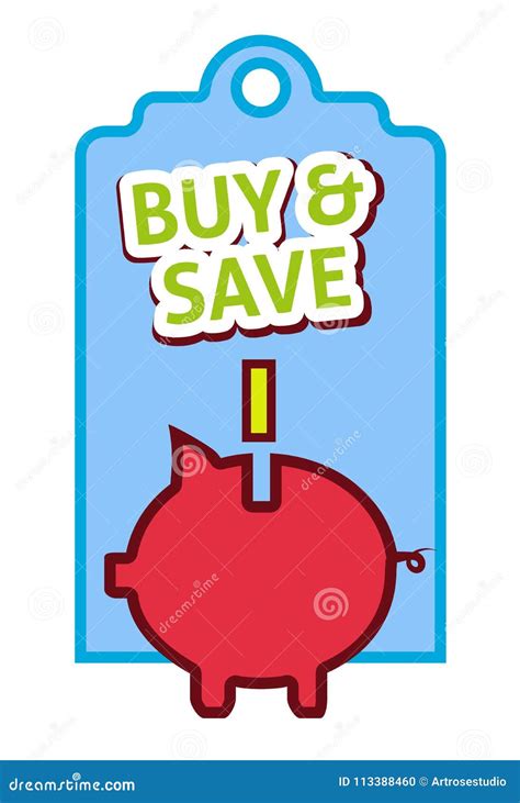 Buy And Save Label Flat Vector Illustration Stock Vector