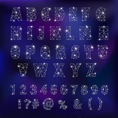 Alphabet Abc Star Galaxy Font Numbers Typography Hand Lettering