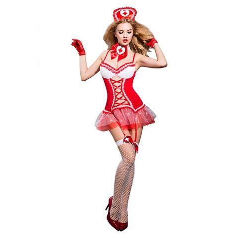 New Porn Women Red Lingerie Sexy Hot Erotic Hollow Out Nurse Costume