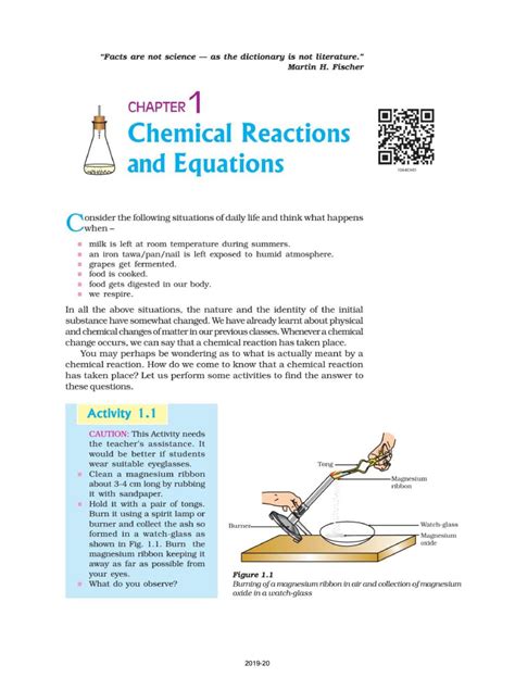 1.1 understanding that science is part of everyday life. NCERT Book Class 10 Science Chapter 1 Chemical Reactions ...