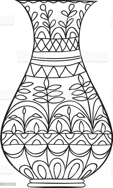 Flowers surround us with beauty and color our lives. Black Doodle Vase For Flowers Adult Coloring Page Stock ...
