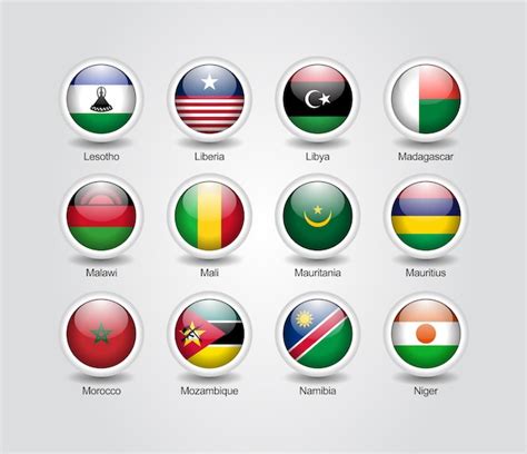 Premium Vector 3d Icons Glossy Set For African Countries Flags