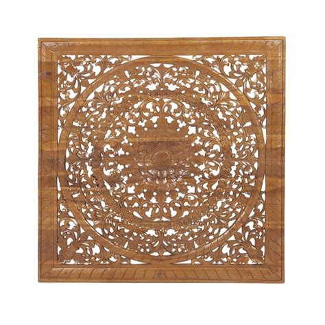 Bungalow Rose Rustic Traditional Carved Flower And Flourishes Square