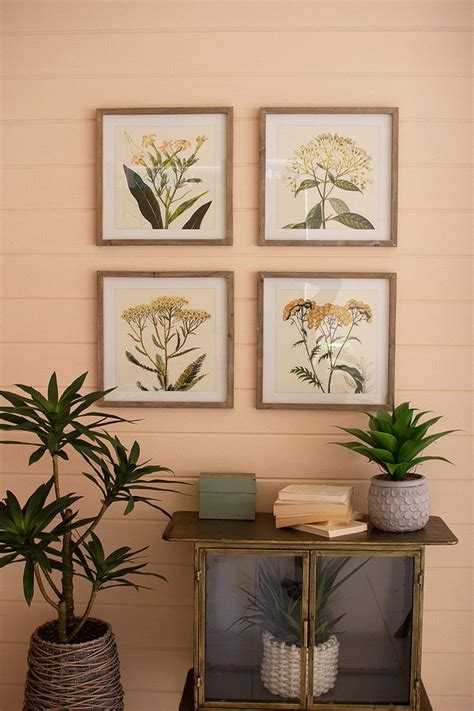 Framed Flower Prints Under Glass Set Of 4 By Kalalou Multi Color With