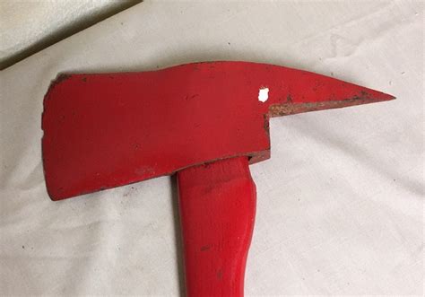 Pick Head Fire Axe Painted Red Firefighter Ax Curved Handle Firemans