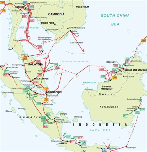 Southeast Asia Pipeline Map Crude Oil Petroleum Pipelines Natural