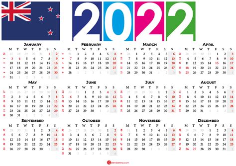 2022 New Zealand Calendar With Holidays 2022 New Zealand Calendar