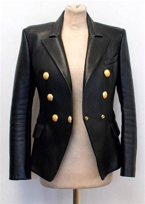 Najlepsze oferty i okazje z całego świata! Balmain Black Leather Jacket with Gold Buttons For Sale at ...