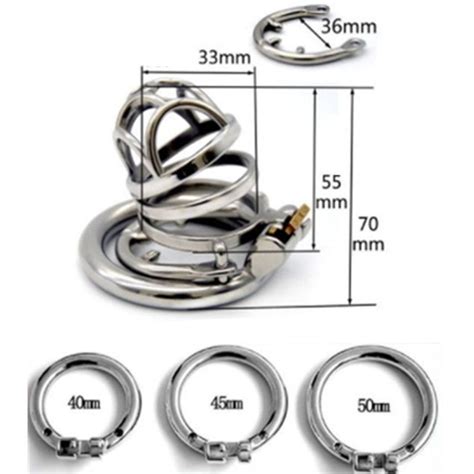 2019 newest style stainless steel male chastity device with barbed anti off ring hollow penis