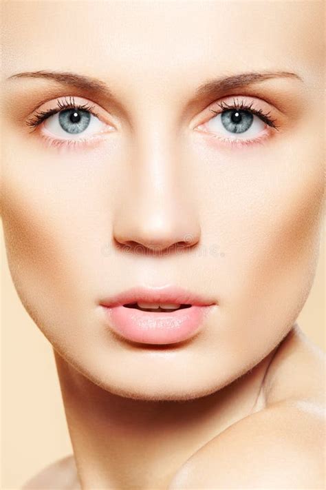 Female Face With Pure Healthy Skin And Light Make Up Stock Image Image