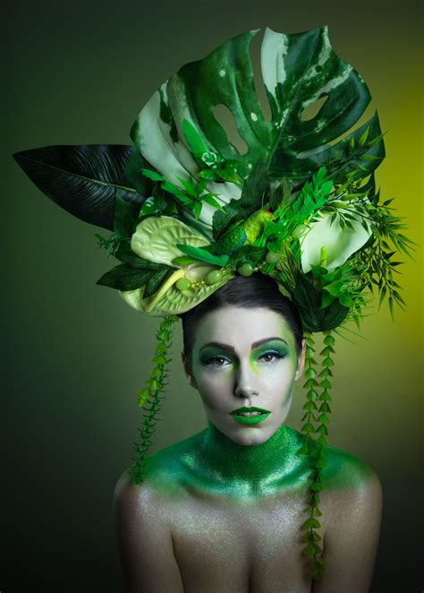 Tropical Rainforest Green Makeup And Headdress By Joanna Strange