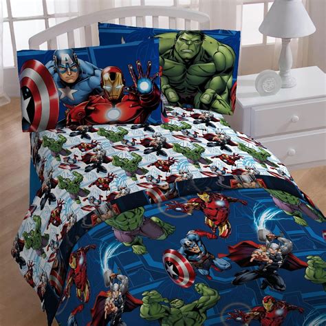 4pc Marvel Avengers Twin Bedding Set Heroic Age Comforter Twin Bed