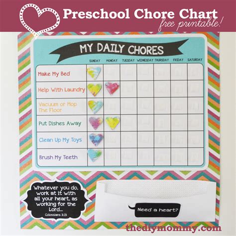 Preschool Chore Chart Printable Free