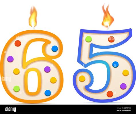 Sixty Five Years Anniversary 65 Number Shaped Birthday Candle With