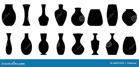 Silhouettes Of The Vases Set Of Different Vases Black Vase Icons