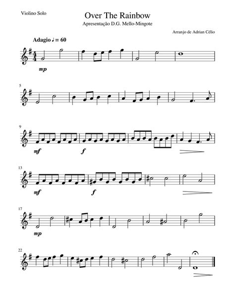 Here is a sheet music/tab video on the song somewhere over the rainbow by judy garland on the violin. Over The Rainbow Sheet music for Violin | Download free in PDF or MIDI | Musescore.com