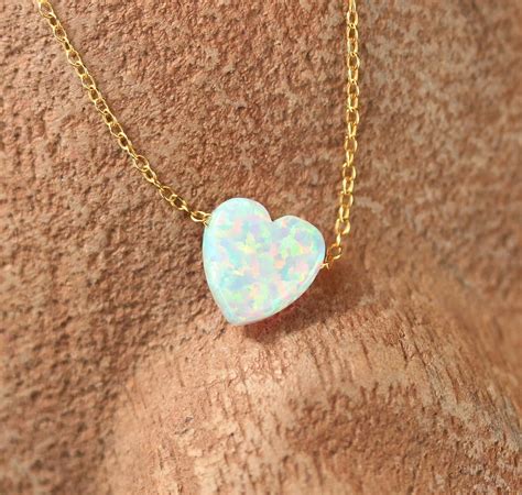 Blue Heart Necklace Opal Heart Pendant Something Blue Necklace