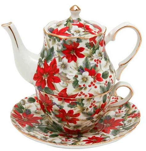 Christmas Tea For One Poinsettia Design For Sale Online Ebay Tea