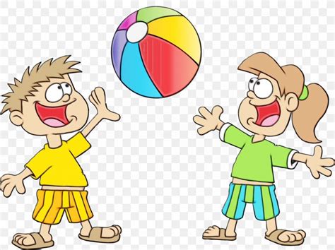 Cartoon Playing With Kids Playing Sports Sharing Throwing A Ball Png