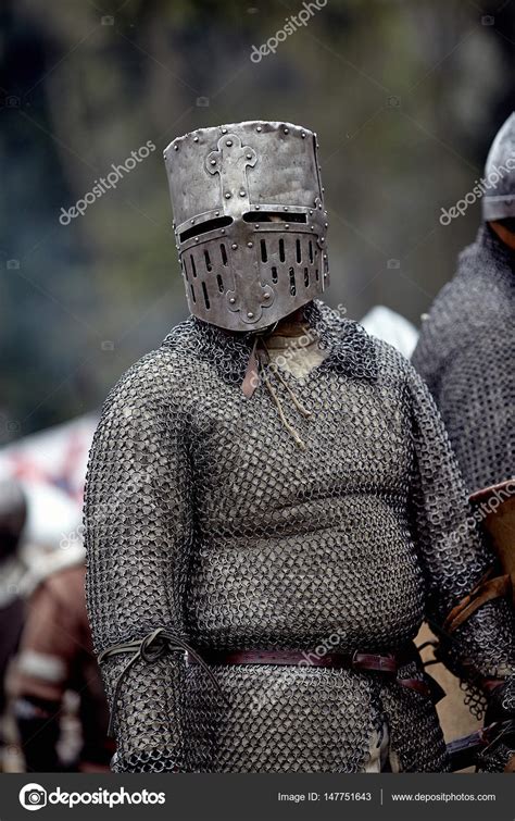 Knight In Armor Medieval Battle Historical Reconstruction Stock
