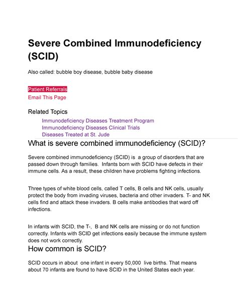 Severe Combined Immunodeficiency Scid Severe Combined