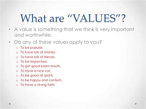 Moral Values List