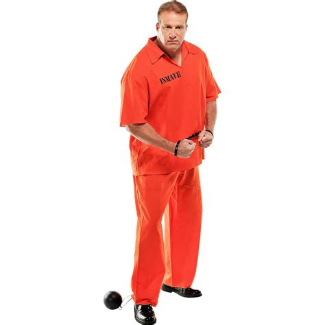 Inmate Convict Prisoner Halloween Costume For Men Plus Size With