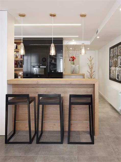 Piezas inspiradas en grandes diseños, como la colección industrial. Barra de cocina con taburetes | Decoración de cocina ...