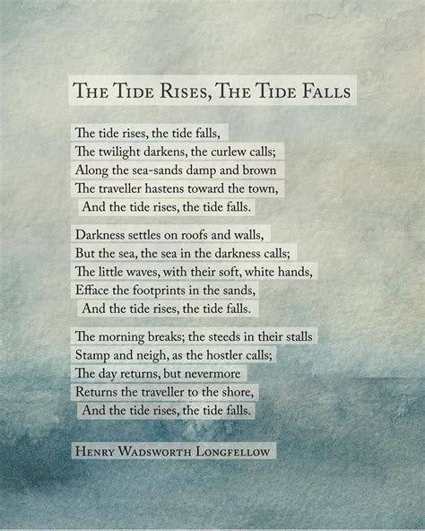 Sea Poetry Art Poem Henry Wadsworth Longfellow The Tide Etsy Poetry Posters Nautical Quotes