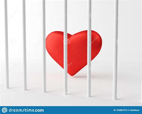 3d Rendering The Red Heart Behind The White Bars Stock Illustration