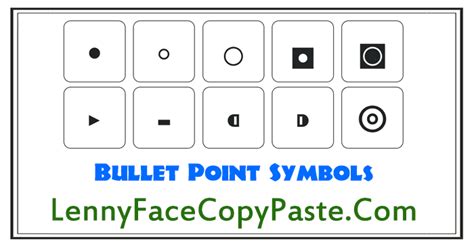 Bullet Point Symbols • ⁌ ⁍ ⦾ ⦿ Bullet Symbol Alt Codes