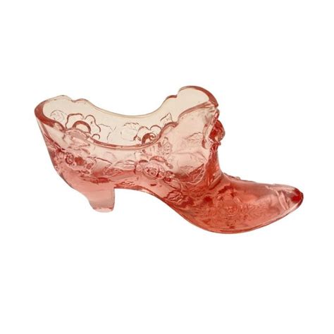 Fenton Accents Vintage Fenton Pink Glass Slipper Shoe Boot Cabbage