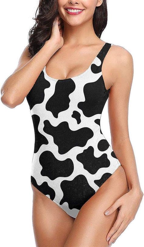 Amazon Com Cow Print Pattern High Cut One Piece Swimsuit Bathing Suit