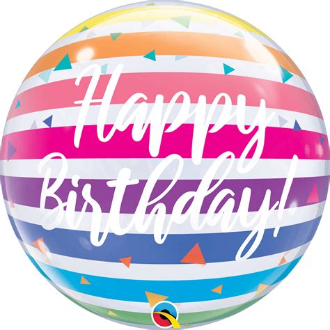 Birthday Bright Rainbow Stripes Qualatex 22 Bubble